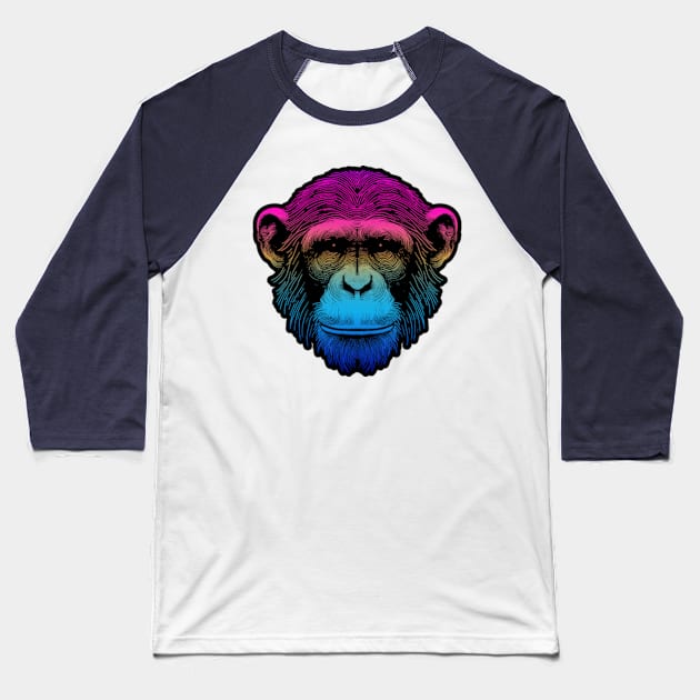 Chimp Out Sketch RGB Baseball T-Shirt by Worldengine